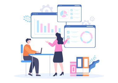 Takım çalışması süreci ile İş Akımı Organizasyonu ve Yönetim Tasarımı İllüstrasyonu, Bitiş Tarihlerine Saygı ya da Verimli Çalışma Günü