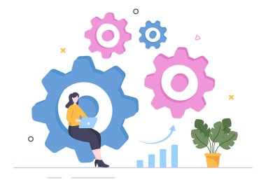 Takım çalışması süreci ile İş Akımı Organizasyonu ve Yönetim Tasarımı İllüstrasyonu, Bitiş Tarihlerine Saygı ya da Verimli Çalışma Günü