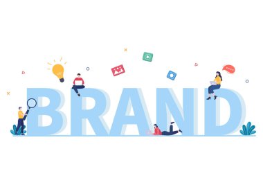 Mobil Sosyal Medya, Kampanya, İş Tanıtımı, Marka ve Dijital Çizgi Film Biçiminde Reklamcılık veya ADS Vektör İllüstrasyonu