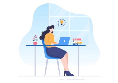 CEO ya da Genel Müdür Çizgi Film İllüstrasyon İşadamı Şirkette Başkan Konuşması ve Düz Tasarım Sözcüsü olarak çalışıyor