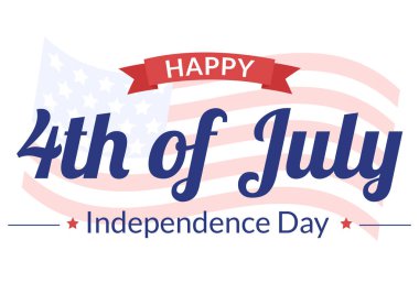 4 Temmuz Mutlu Bağımsızlık Günü ABD Bayrak, Balon ya da Poster ya da Arkaplan Şablonu İçin Neşeli Havai fişek Çizgi Filmleri