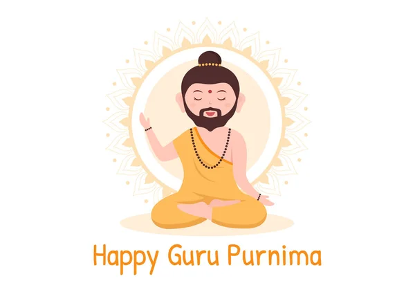 Feliz Guru Purnima Festival Indiano Para Professores Espirituais Acadêmicos Plano —  Vetores de Stock