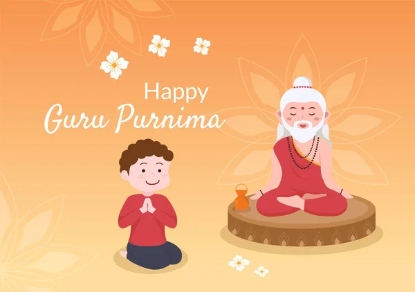 Feliz Guru Purnima Festival Indiano Para Professores Espirituais Acadêmicos Plano —  Vetores de Stock
