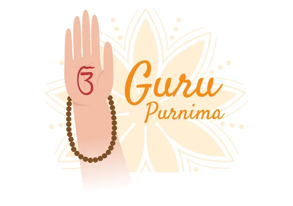 Szczęśliwy Guru Purnima Indyjskiego Festiwalu Duchowych Nauczycieli Akademickich Płaskiej Kreskówki — Wektor stockowy