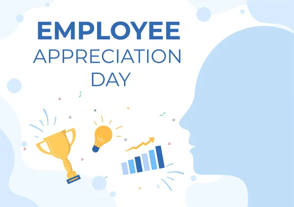 Happy Employee Appreciation Day Illustrazione Dei Cartoni Animati Ringraziare Riconoscere — Vettoriale Stock