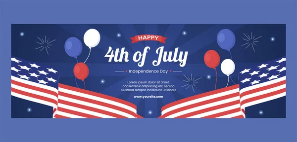 Temmuz Mutlu Bağımsızlık Günü Abd Twitch Header Sosyal Medya Şablonu — Stok Vektör