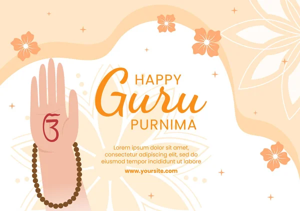 Guru Purnima Indian Festival Template Social Media Plano Cartoon Background —  Vetores de Stock