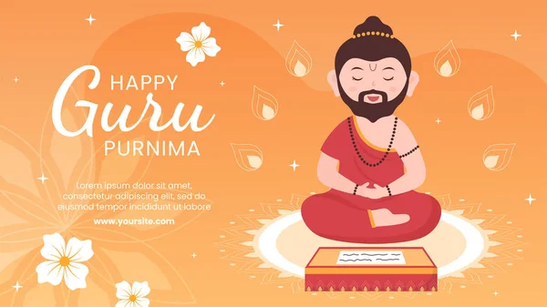 Guru Purnima Indian Festival Template Social Media Plano Desenhos Animados —  Vetores de Stock