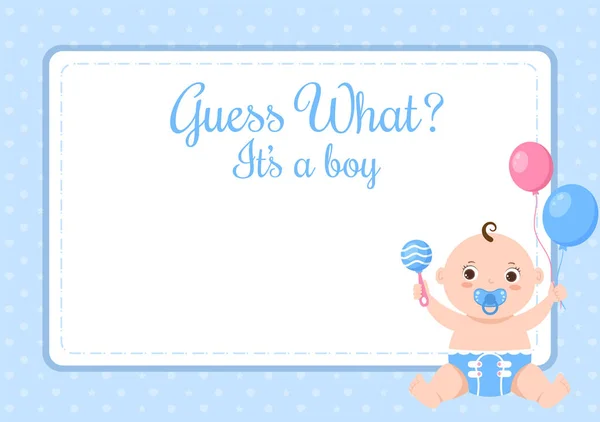 Birth Photo Boy Baby Image Blue Color Background Cartoon Illustration — Vetor de Stock