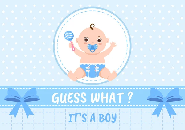 Birth Photo Boy Baby Image Blue Color Background Cartoon Illustration — Stockvektor