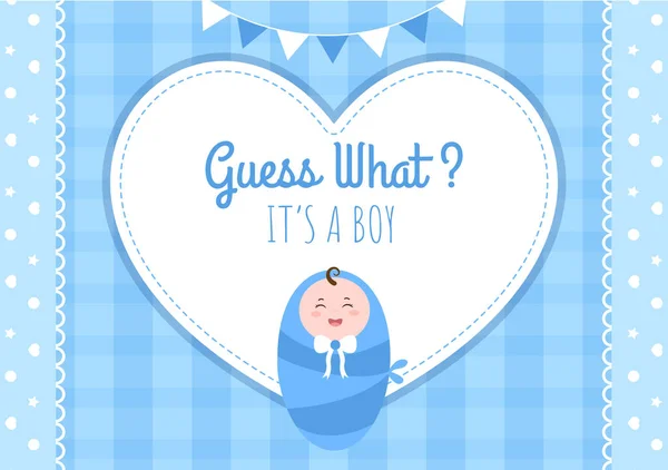 Birth Photo Boy Baby Image Blue Color Background Cartoon Illustration — Stockvektor