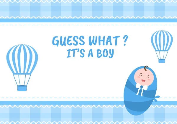 Birth Photo Boy Baby Image Blue Color Background Cartoon Illustration — Stockvector