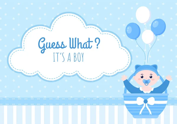 Birth Photo Boy Baby Image Blue Color Background Cartoon Illustration — Stock Vector