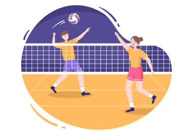 Voleybol oyuncusu spor müsabakası için Salon İçi Çizgi Film Gösterisinde