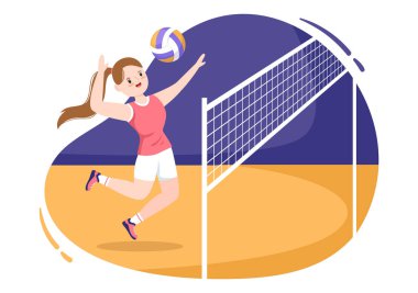 Voleybol oyuncusu spor müsabakası için Salon İçi Çizgi Film Gösterisinde