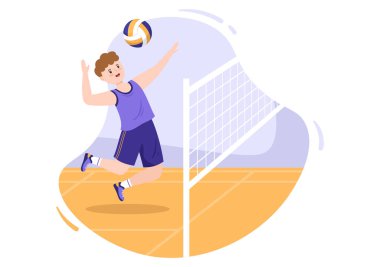 Voleybol oyuncusu spor müsabakası için Salon İçi Çizgi Film Gösterisinde