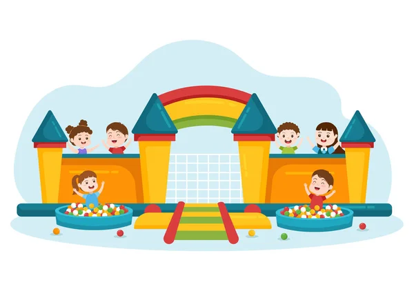 Children Playground Swings Slide Climbing Ladders More Amusement Park Little — стоковий вектор