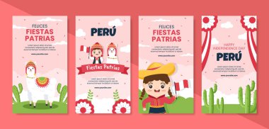 Fiestas Patrias Peru Hikayeleri Sosyal Medya Düz Çizgi Film Arkaplan Resimleri