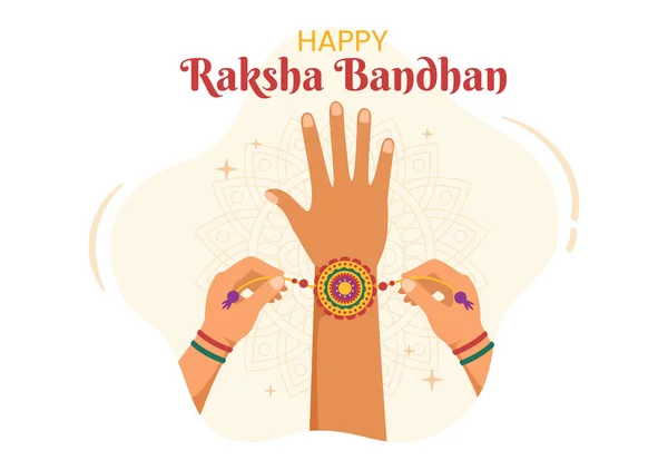 Feliz Raksha Bandhan Ilustración Dibujos Animados Con Hermana Vinculando Rakhi — Archivo Imágenes Vectoriales