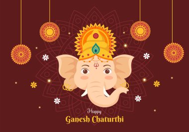 Mutlu Ganesh Chaturthi Festivali Düz Tarz Arkaplan Resimleriyle Dünya 'ya gelişini kutlamak için