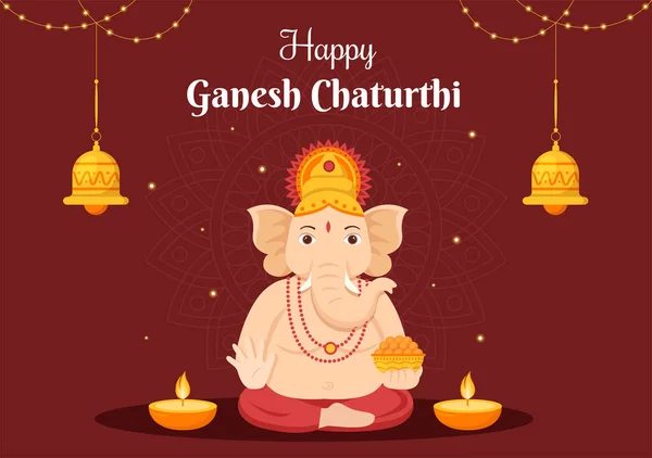 Happy Ganesh Chaturthi Festival Índia Para Celebrar Sua Chegada Terra —  Vetores de Stock