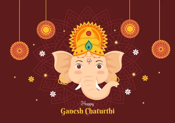 Happy Ganesh Chaturthi Festival Índia Para Celebrar Sua Chegada Terra —  Vetores de Stock