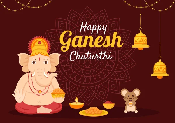 Happy Ganesh Chaturthi Festival Índia Para Celebrar Sua Chegada Terra — Vetor de Stock