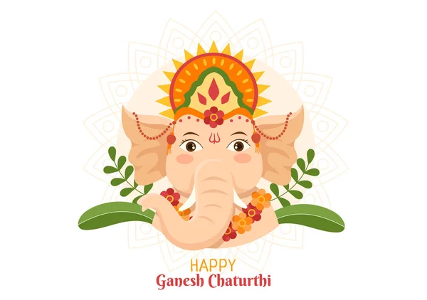 Happy Ganesh Chaturthi Festival Índia Para Celebrar Sua Chegada Terra —  Vetores de Stock