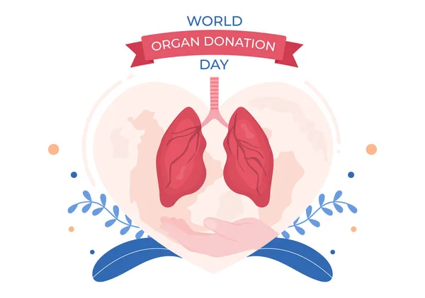 Día Mundial Donación Órganos Con Riñones Corazón Pulmones Ojos Hígado — Vector de stock