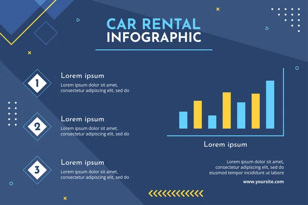 Aluguel Carros Social Media Infographic Template Plano Cartoon Fundo Vector —  Vetores de Stock