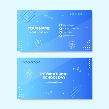 Okula Dönüş Sosyal Medya Kartı Yatay Şablon Düz Çizgi Film Arkaplan Vektör İllüstrasyonu