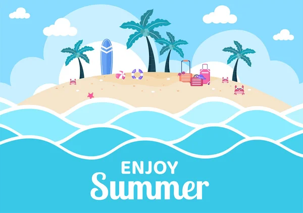 你好夏季社交媒体模板平面卡通背景图片 — 图库矢量图片