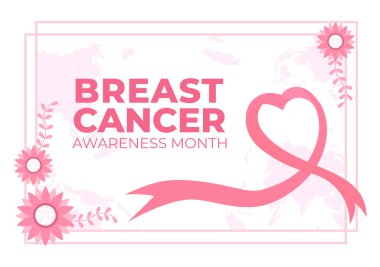 Göğüs Kanseri Farkındalığı Ayı Çizgi Film Çizimi Hastalık Önleme Kampanyası veya Sağlık Hizmetleri için Pembe ve Kadın