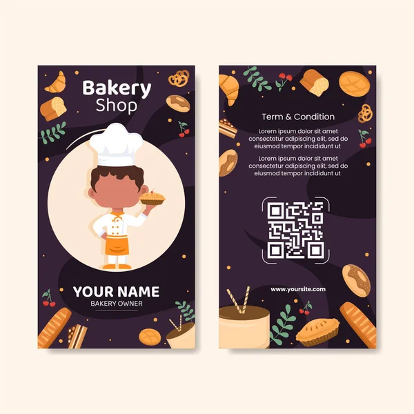 Αρτοποιείο Κατάστημα Social Media Card Κάθετη Πρότυπο Επίπεδη Cartoon Ιστορικό — Διανυσματικό Αρχείο