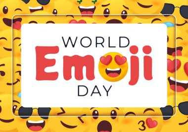 Dünya Emoji Günü Etkinlikler ve Ürünlerle Kutlama Farklı Yüz İfadesi Şirin Çizgi Film Biçimi Düz Arkaplan Resimlerinde