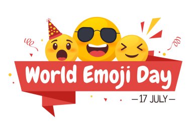 Dünya Emoji Günü Etkinlikler ve Ürünlerle Kutlama Farklı Yüz İfadesi Şirin Çizgi Film Biçimi Düz Arkaplan Resimlerinde