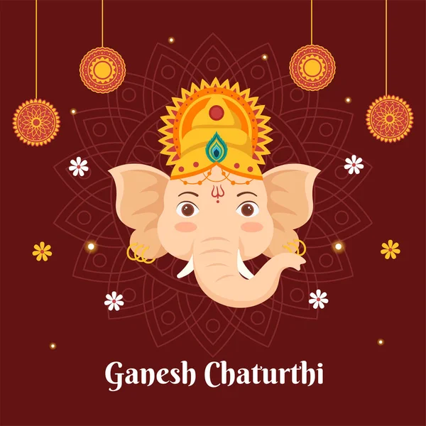 Happy Ganesh Chaturthi Social Media Template Plano Cartoon Fundo Vector —  Vetores de Stock