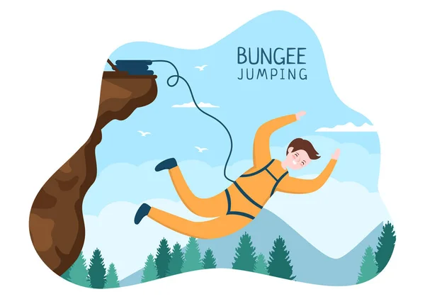 Bungee Jumping Lidí Svázané Elastickým Lanem Pádem Dolů Skoku Výšky — Stockový vektor