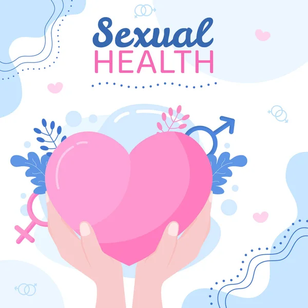 Día Mundial Salud Sexual Social Media Template Flat Cartoon Background — Vector de stock