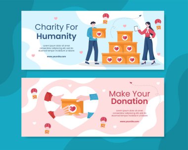 World Humanitarian Day Banner Template Flat Cartoon Background Vector Illustration
