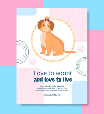 Hayvan Barınağı Poster Şablonu Düz Köpek Çizim Arkaplan Çizimi