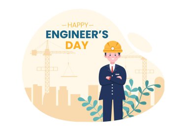 Happy Engineers Day Illustration Commemorative for Engineer with Worker, Helmet and Tools of in Flat Style Cartoon