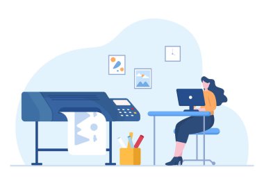 Büyük Dosya Yazıcılarını Düz Biçimli Çizgi Filmde İşletmek İçin Yazdırma Evi ve Makinelerinde Üretim Süreciyle Yazıcı Resimleri