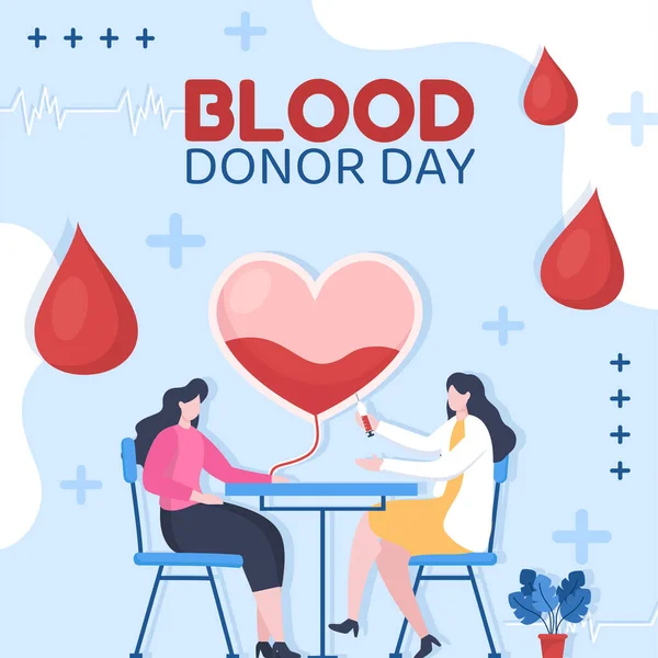 Światowy Dzień Dawcy Krwi Szablon Płaski Rysunek Tło Wektor Ilustracja — Wektor stockowy