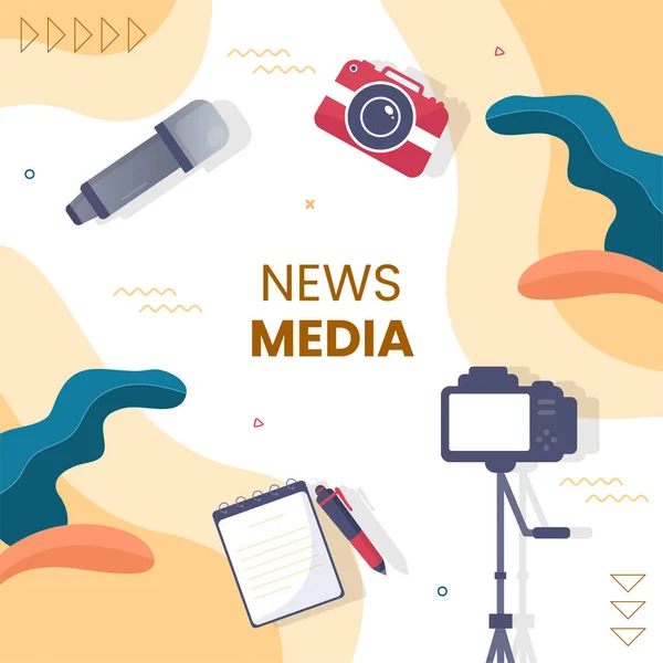 Journalism Social Broadcasting Social Media Template Flat Cartoon Background Vector — Stockový vektor