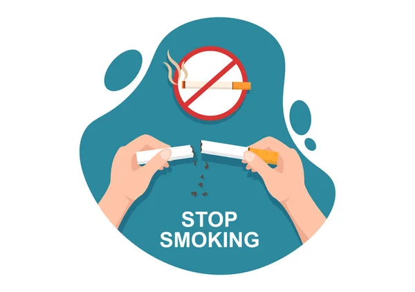 Stop Smoking Cigarettes Fight Unhealthy Smoker Habit Medical Early Warning — Διανυσματικό Αρχείο