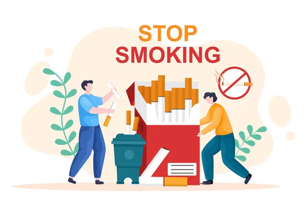 Dejar Fumar Fumar Cigarrillos Para Luchar Contra Hábito Fumar Poco — Vector de stock