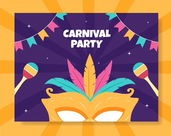 Happy Carnival Party Photocall Template Cartoon Background Vector Illustration — Vetor de Stock