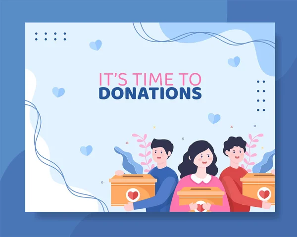 Charity Donation Photocall Template Flat Cartoon Background Vector Illustration — Vector de stock