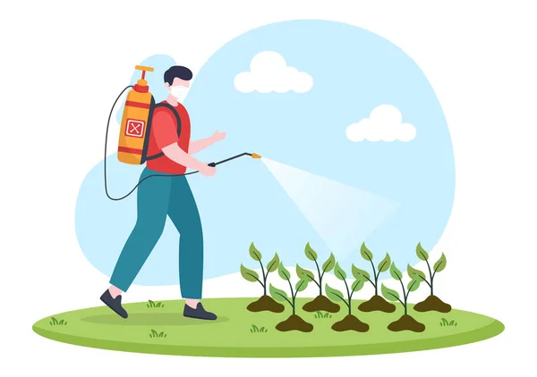 Pest Control Service Rovarirtó Spray Házi Higiéniai Fertőtlenítés Lapos Rajzfilm — Stock Vector